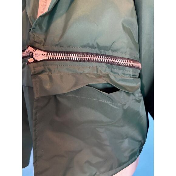 NWOT SAMPLE RE/DONE Cropped Open Front Jacket Pockets Logo with Studs S M - Picture 4 of 8